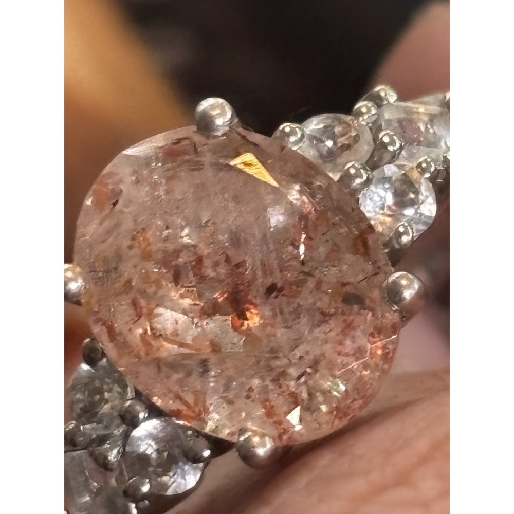Vintage STS Sterling Silver Natural Sunstone Ring Size 8.75 - Picture 8 of 11